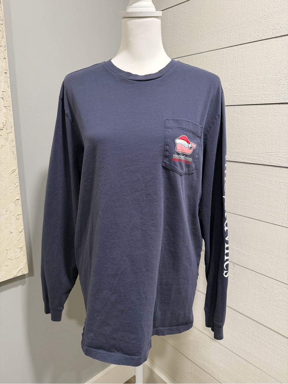 Vineyard Vines Navy Long-Sleeve Pocket Tee